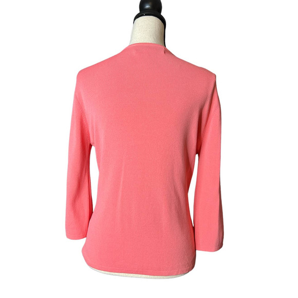 Joseph A Sweater in Orange with Tiny Shell Embellishments at Neckline Size Large - Picture 3 of 5